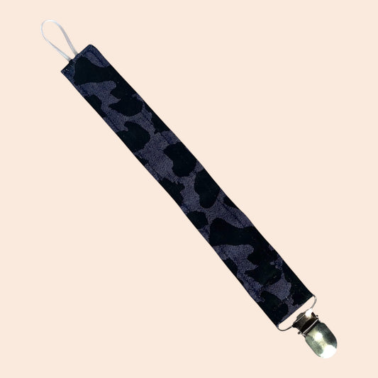 Black Leopard Pacifier Clip – Animal Print – Plastic Clip