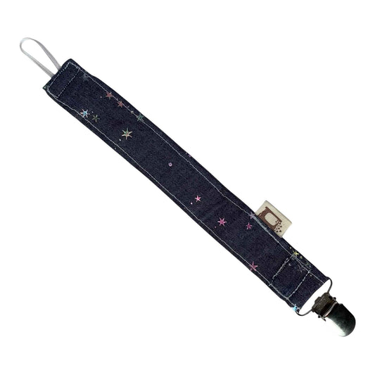 Denim Sky Pacifier Clip – Dreamy Starry Denim