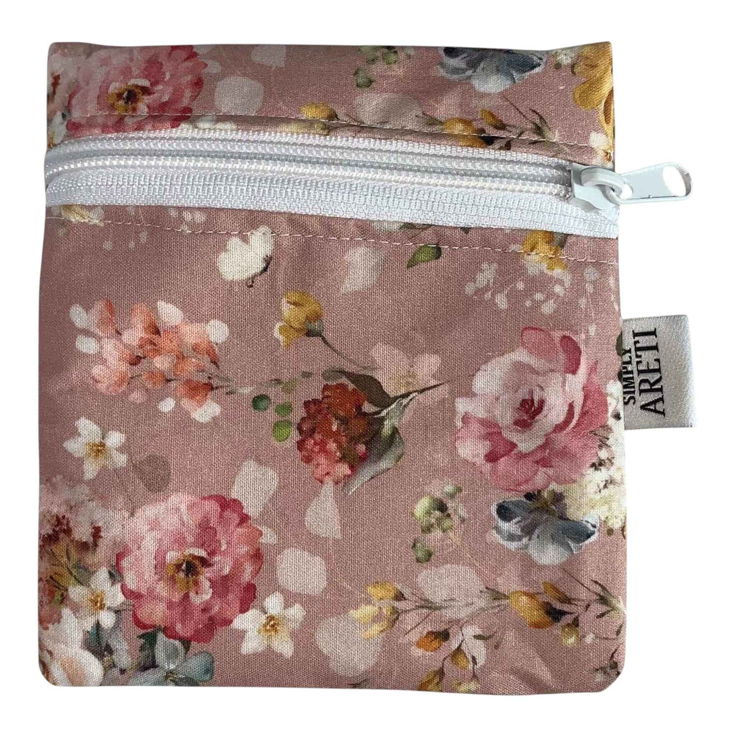 Dusty Rose Floral Pouch – Handmade Romantic Organizer