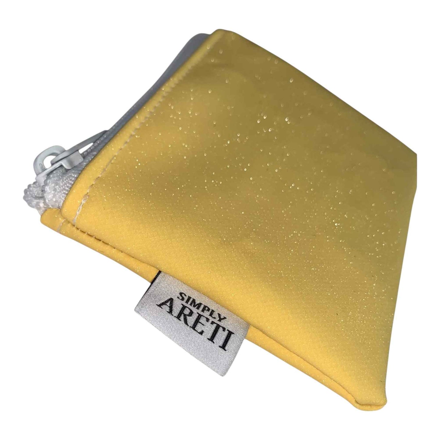 Yellow Glitter Mini Pouch – Handmade Sparkly Organizer